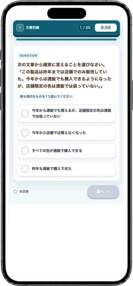 第1部 DBIT能力検査の問題画面