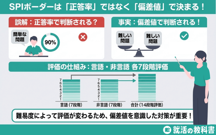 SPIのボーダーは、正答率ではなく偏差値で判断される