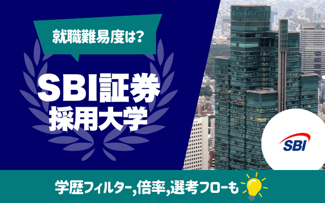 【就職難易度は？】SBI証券の採用大学ランキング | 学歴フィルター,倍率,選考フロー（ES,面接,Webテスト）