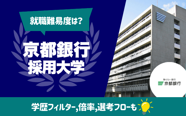 【就職難易度は？】京都銀行の採用大学ランキング｜学歴フィルター,倍率,選考フローも