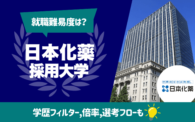 【就職難易度は？】日本化薬の採用大学ランキング | 学歴フィルター,倍率,選考フロー（ES,面接,Webテスト）