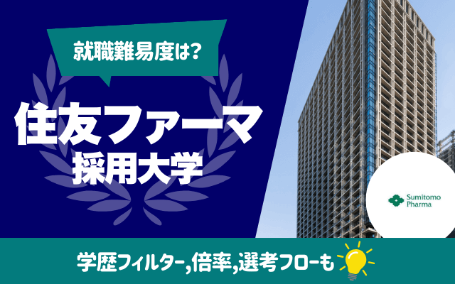 【就職難易度は？】住友ファーマの採用大学ランキング|学歴フィルター,倍率,選考フロー（ES,面接,Webテスト）