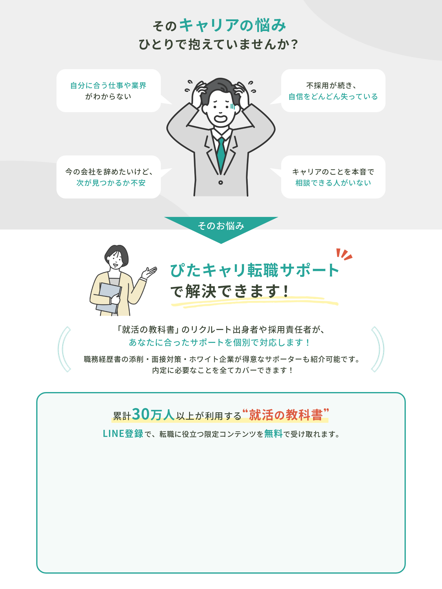 キャリアの悩みを一人で抱えていませんか。ぴたキャリ転職サポートで面接・職務経歴書・自己分析などを支援