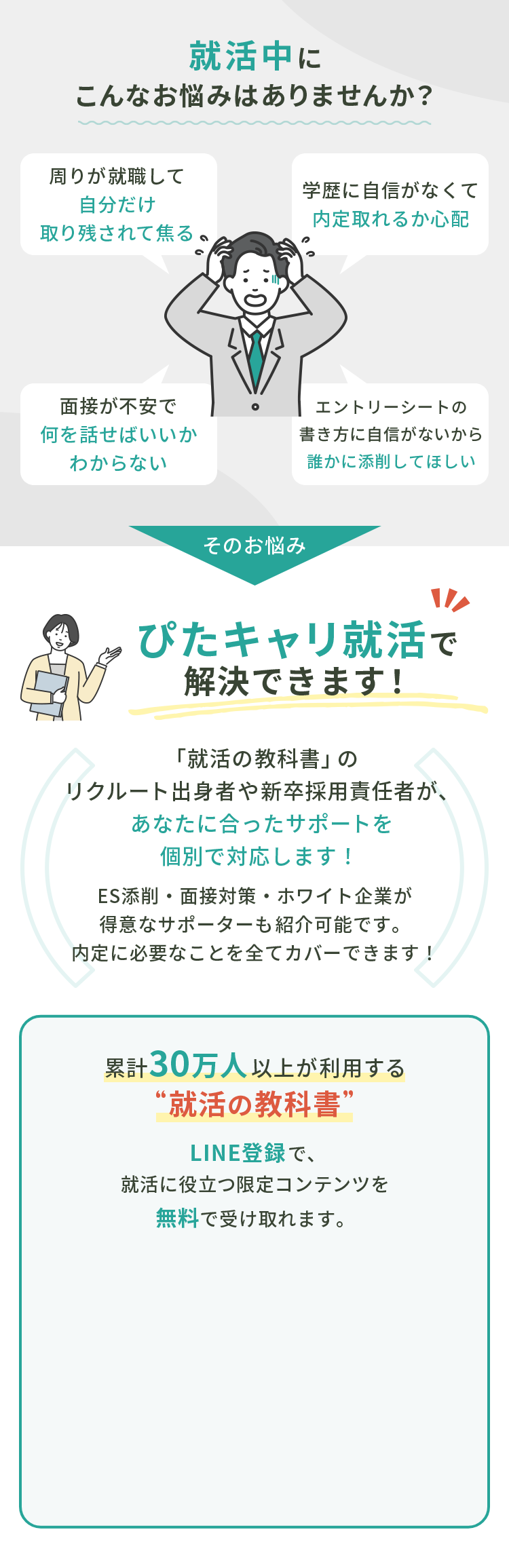 キャリアの悩みを一人で抱えていませんか。ぴたキャリ転職サポートで面接・職務経歴書・自己分析などを支援